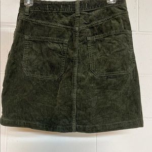 Green Corduroy Zip up skirt
